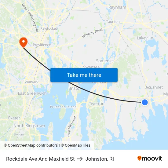 Rockdale Ave And Maxfield St to Johnston, RI map