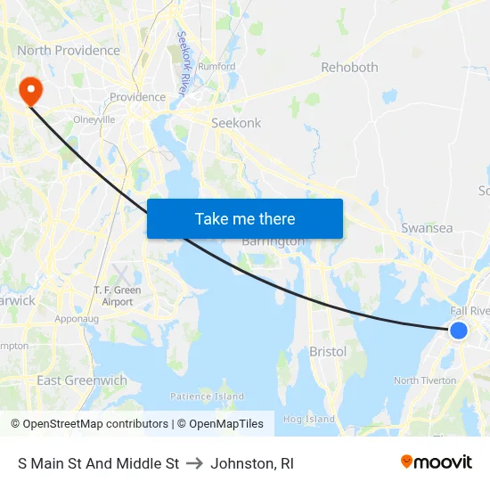 S Main St And Middle St to Johnston, RI map