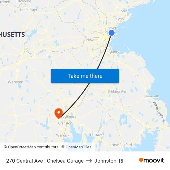 270 Central Ave - Chelsea Garage to Johnston, RI map