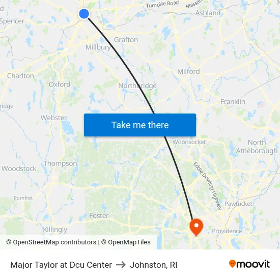Major Taylor at Dcu Center to Johnston, RI map
