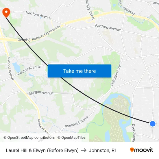 Laurel Hill & Elwyn (Before Elwyn) to Johnston, RI map