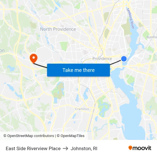 East Side Riverview Place to Johnston, RI map