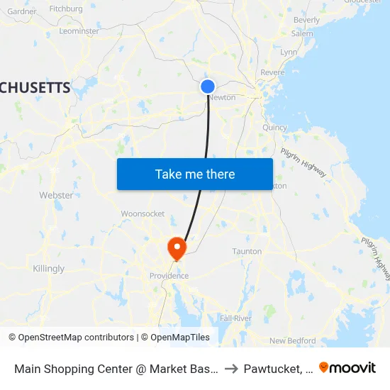 Main Shopping Center @ Market Basket to Pawtucket, RI map