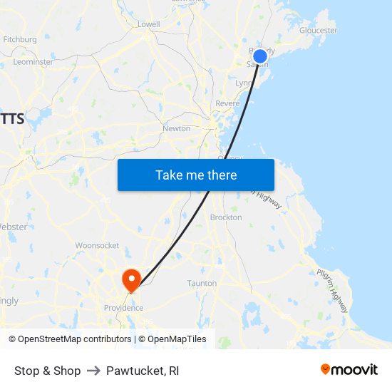 Stop & Shop to Pawtucket, RI map