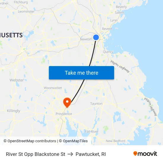 River St Opp Blackstone St to Pawtucket, RI map