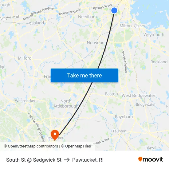 South St @ Sedgwick St to Pawtucket, RI map