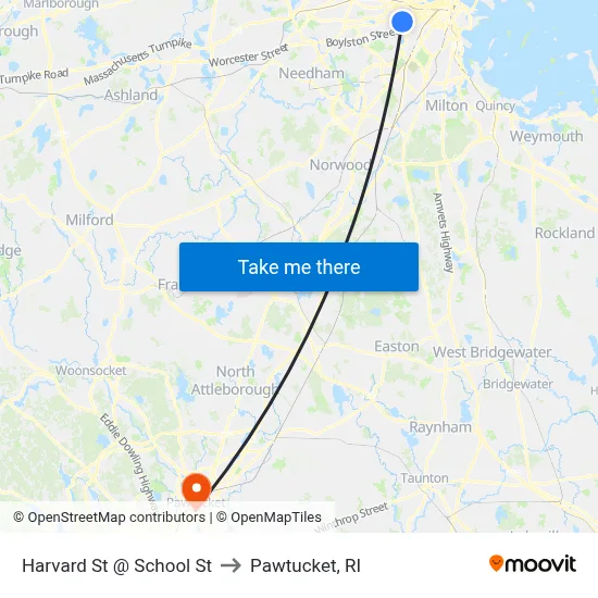 Harvard St @ School St to Pawtucket, RI map