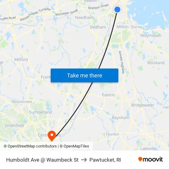 Humboldt Ave @ Waumbeck St to Pawtucket, RI map