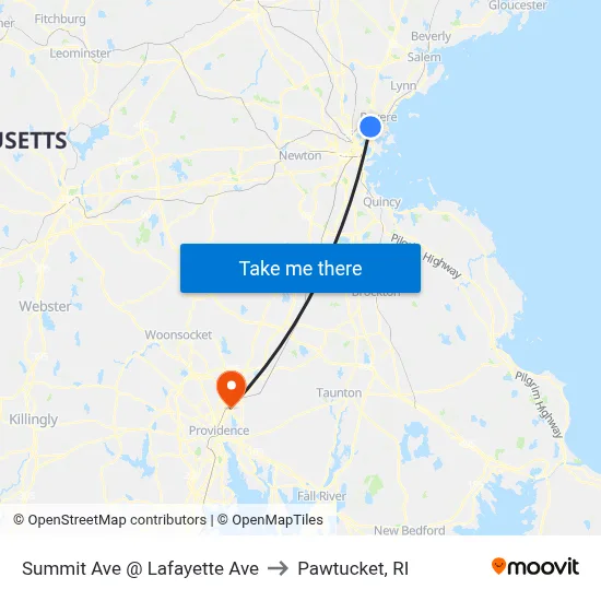 Summit Ave @ Lafayette Ave to Pawtucket, RI map
