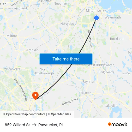 859 Willard St to Pawtucket, RI map