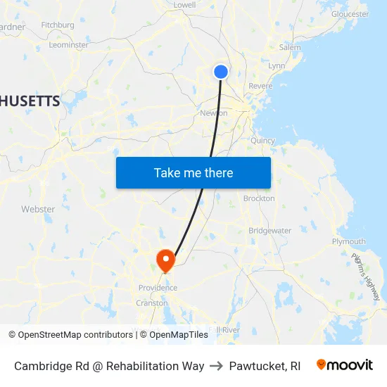 Cambridge Rd @ Rehabilitation Way to Pawtucket, RI map