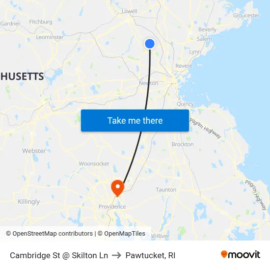 Cambridge St @ Skilton Ln to Pawtucket, RI map