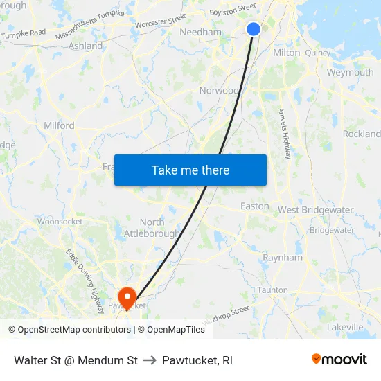 Walter St @ Mendum St to Pawtucket, RI map