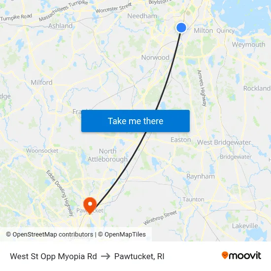 West St Opp Myopia Rd to Pawtucket, RI map