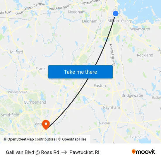 Gallivan Blvd @ Ross Rd to Pawtucket, RI map