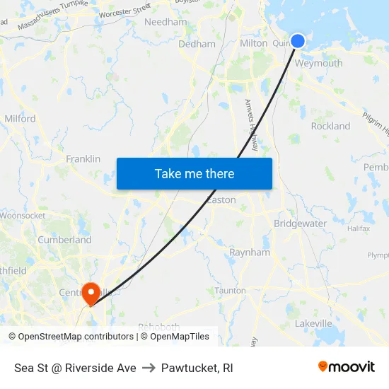 Sea St @ Riverside Ave to Pawtucket, RI map
