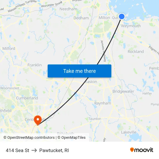 414 Sea St to Pawtucket, RI map