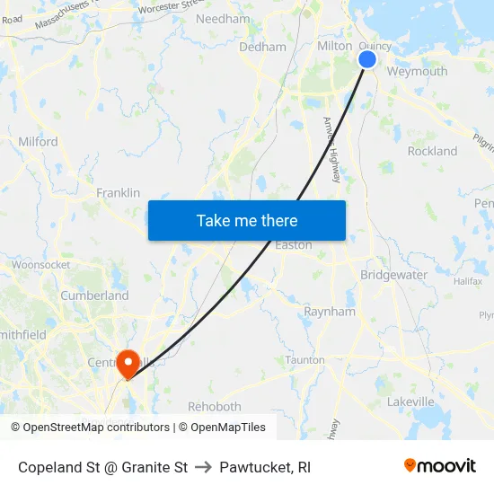 Copeland St @ Granite St to Pawtucket, RI map