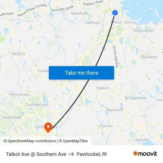 Talbot Ave @ Southern Ave to Pawtucket, RI map