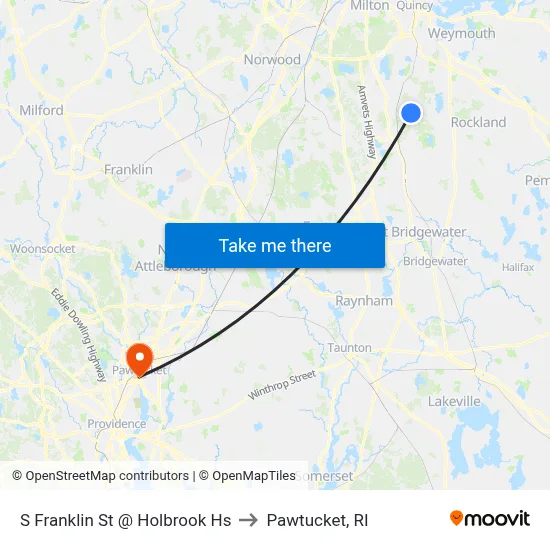 S Franklin St @ Holbrook Hs to Pawtucket, RI map
