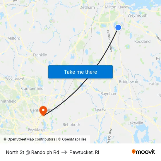 North St @ Randolph Rd to Pawtucket, RI map