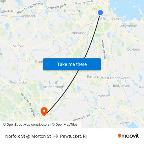 Norfolk St @ Morton St to Pawtucket, RI map