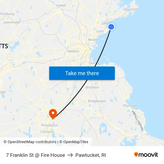 7 Franklin St @ Fire House to Pawtucket, RI map