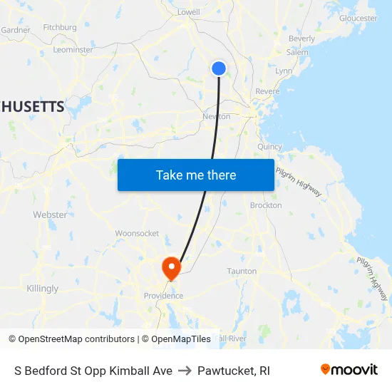 S Bedford St Opp Kimball Ave to Pawtucket, RI map
