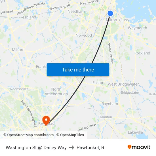 Washington St @ Dailey Way to Pawtucket, RI map