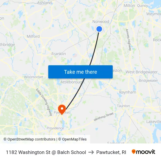 1182 Washington St @ Balch School to Pawtucket, RI map