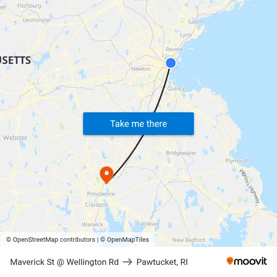 Maverick St @ Wellington Rd to Pawtucket, RI map