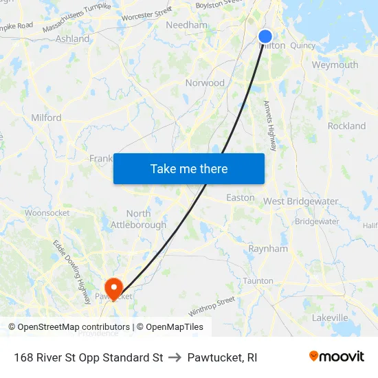 168 River St Opp Standard St to Pawtucket, RI map