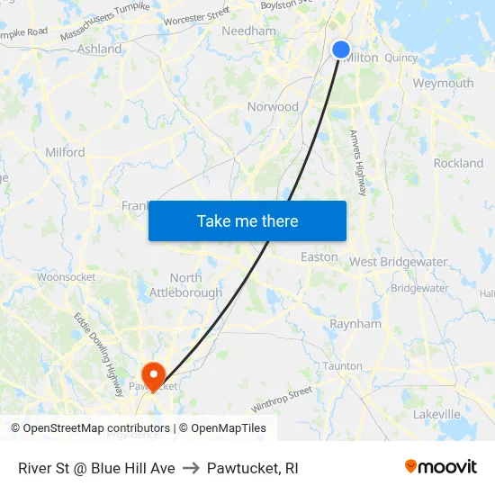 River St @ Blue Hill Ave to Pawtucket, RI map