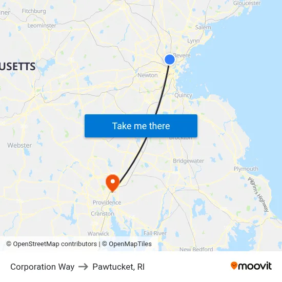 Corporation Way to Pawtucket, RI map