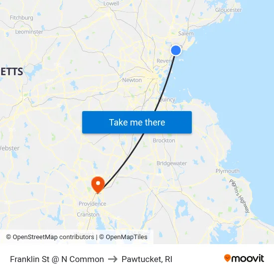 Franklin St @ N Common to Pawtucket, RI map