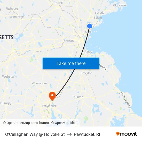 O'Callaghan Way @ Holyoke St to Pawtucket, RI map