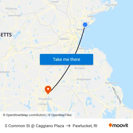 S Common St @ Caggiano Plaza to Pawtucket, RI map