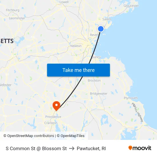 S Common St @ Blossom St to Pawtucket, RI map