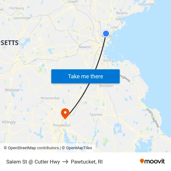 Salem St @ Cutler Hwy to Pawtucket, RI map
