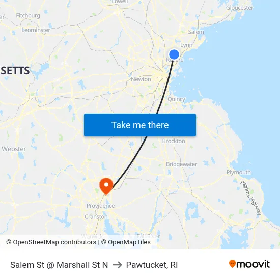 Salem St @ Marshall St N to Pawtucket, RI map