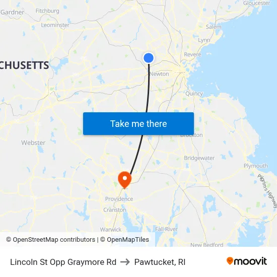 Lincoln St Opp Graymore Rd to Pawtucket, RI map