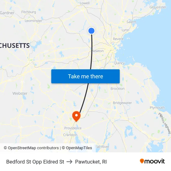 Bedford St Opp Eldred St to Pawtucket, RI map