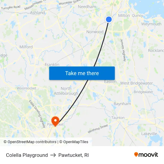 Colella Playground to Pawtucket, RI map