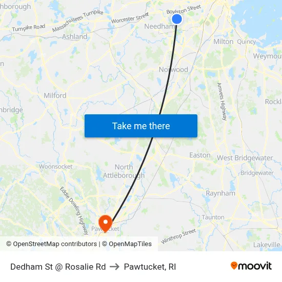 Dedham St @ Rosalie Rd to Pawtucket, RI map