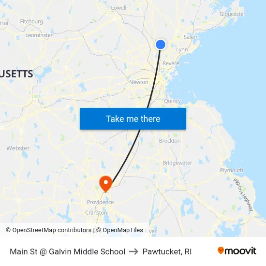 Main St @ Galvin Middle School to Pawtucket, RI map