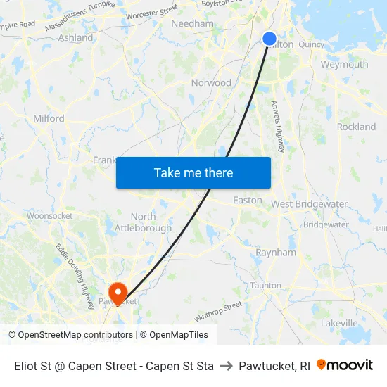 Eliot St @ Capen Street - Capen St Sta to Pawtucket, RI map
