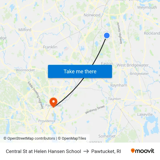 Central St at Helen Hansen School to Pawtucket, RI map