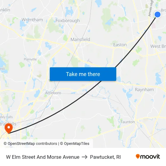 W Elm Street And Morse Avenue to Pawtucket, RI map