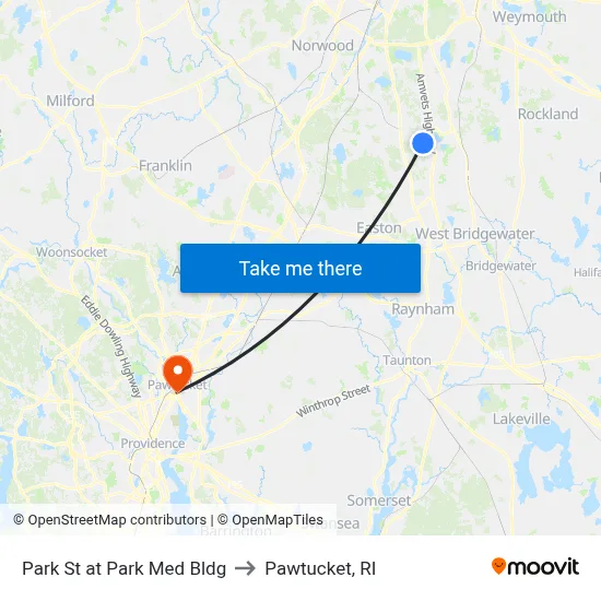 Park St at Park Med Bldg to Pawtucket, RI map