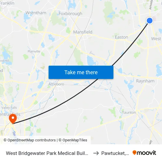 West Bridgewater Park Medical Building to Pawtucket, RI map
